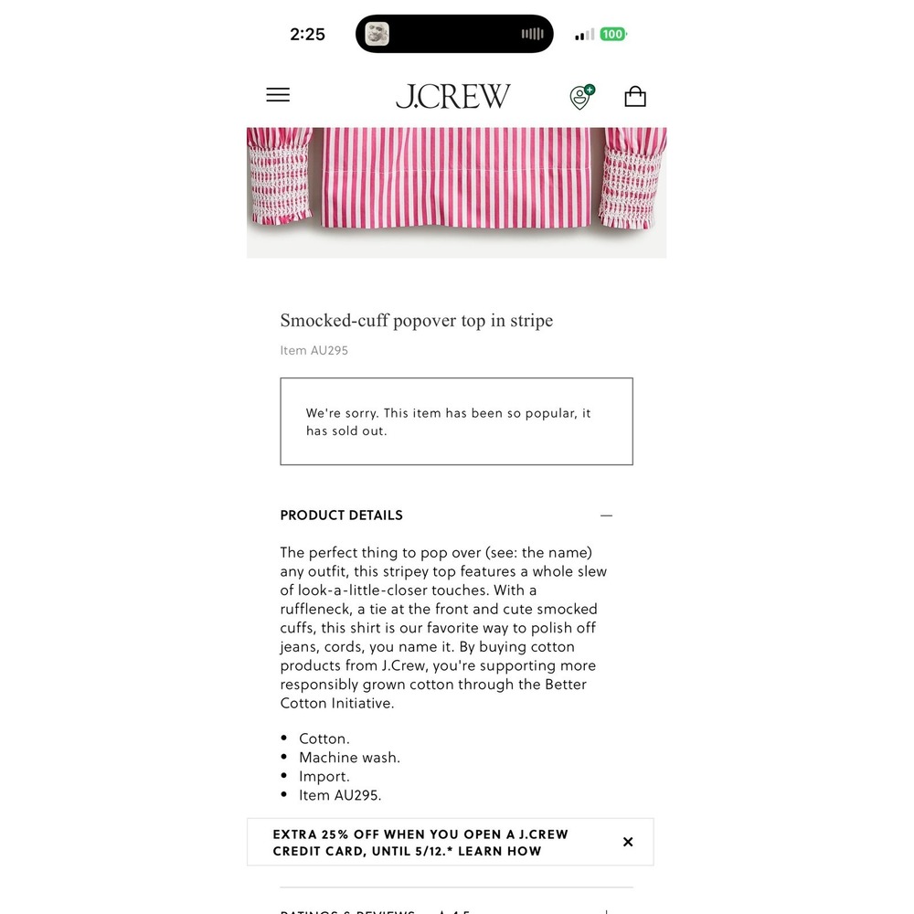 J.Crew Popover Top Stripe Pink White XS Cotton Blouse preppy dainty whimsy resor - Picture 7 of 8